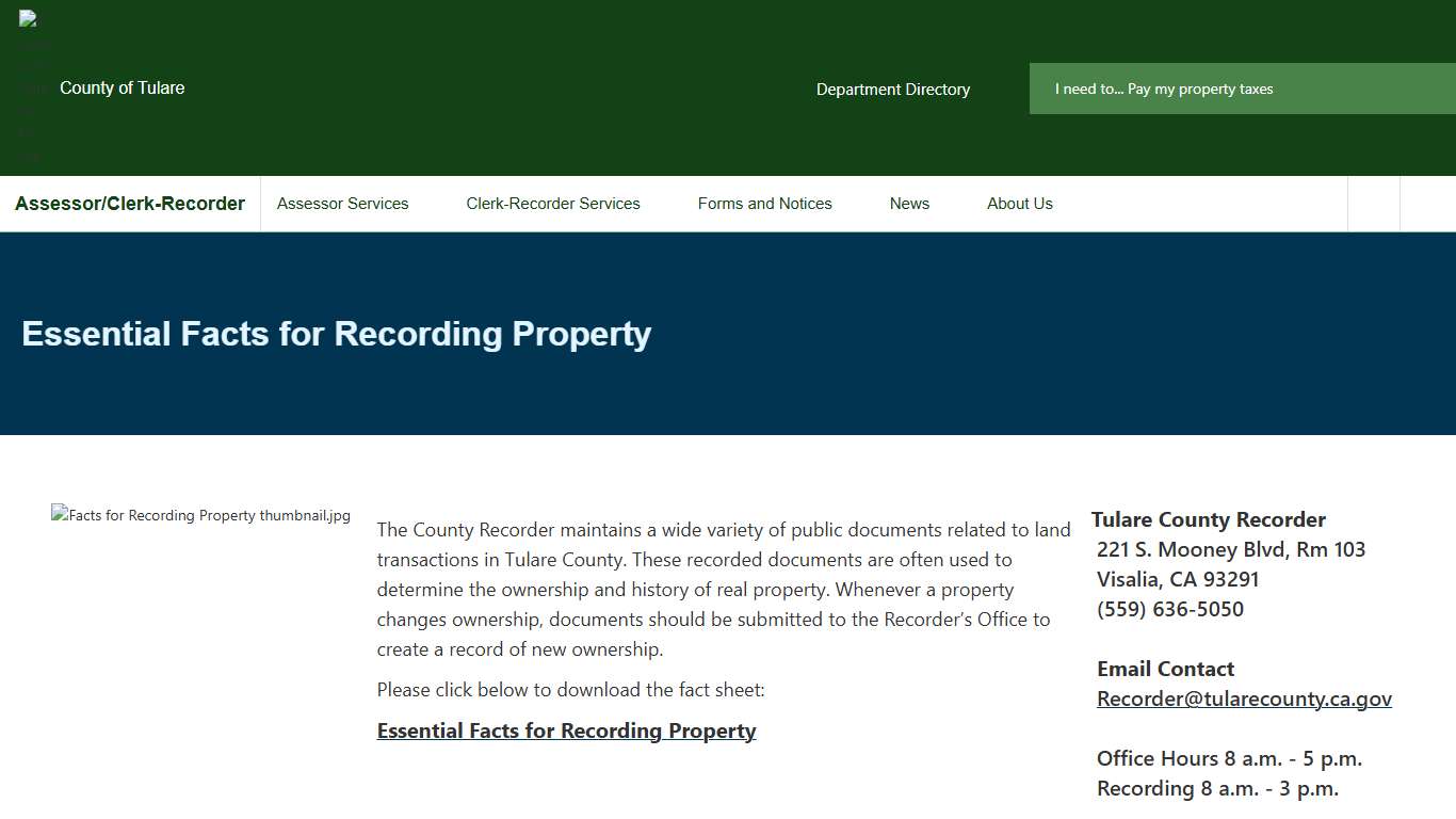 Essential Facts for Recording Property Tulare