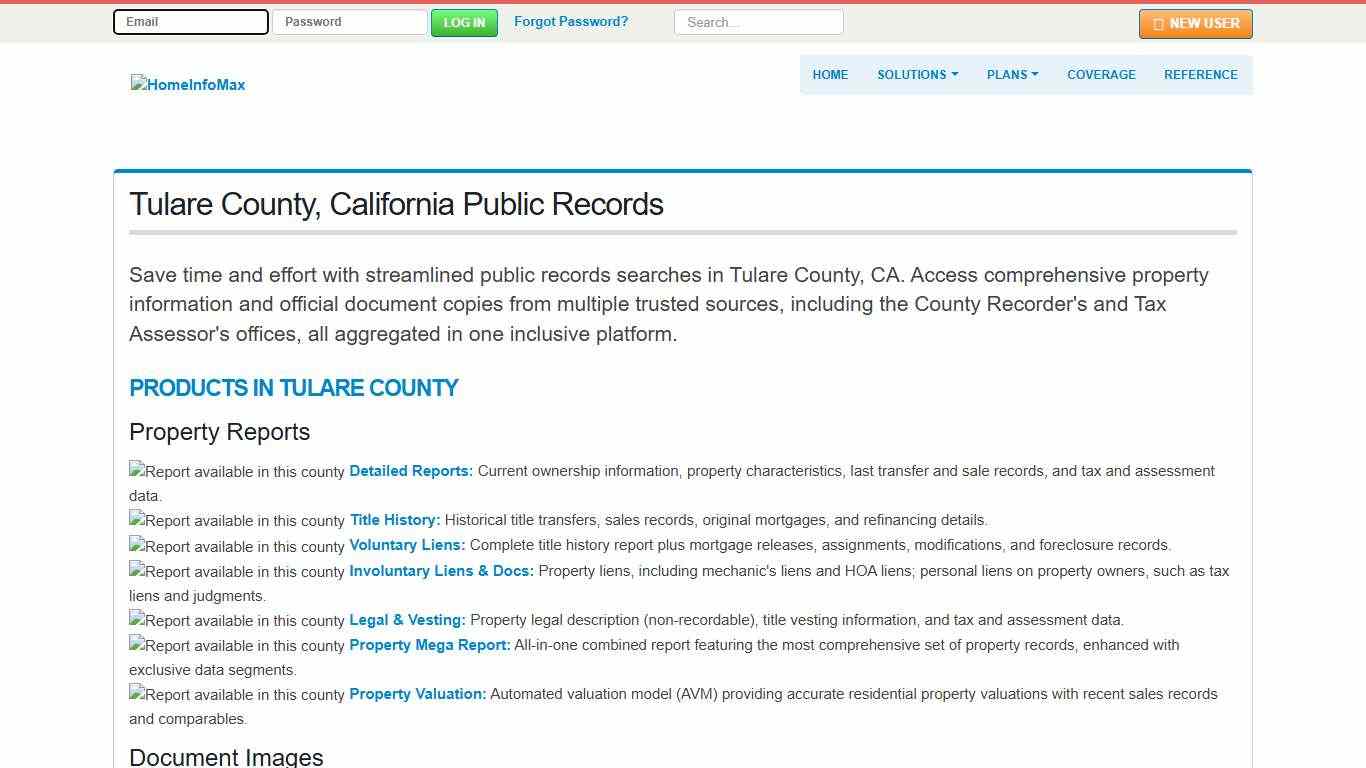 Tulare County, California Public Records & Documents Search HomeInfoMax