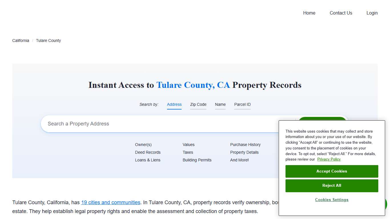 Tulare County Property Records Owners, Deeds, Permits
